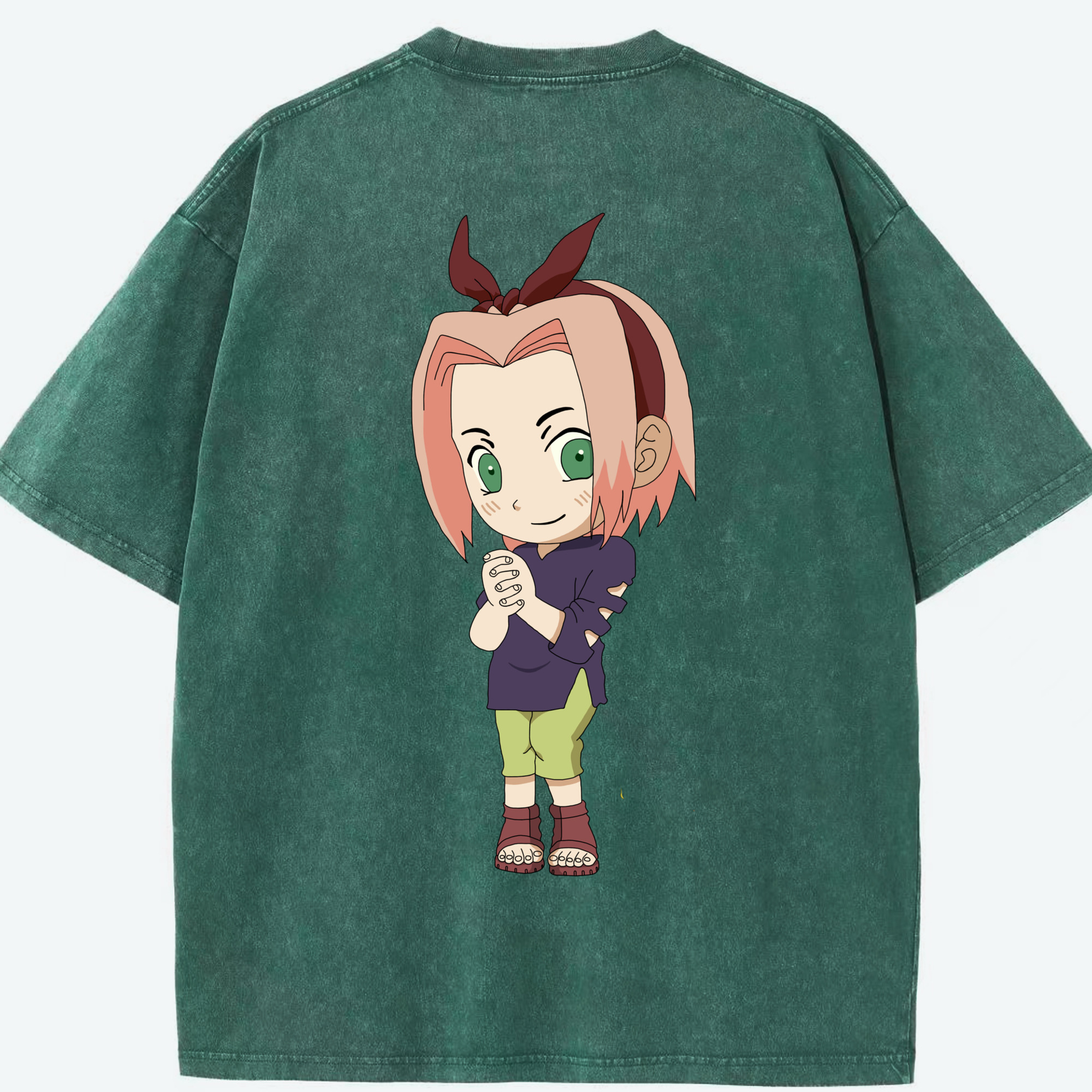 （画像用） NARUTO -ナルト- 春野サクラ Haruno Sakura 綿100% ヴィンテージ風 半袖Tシャツ（背面プリント）